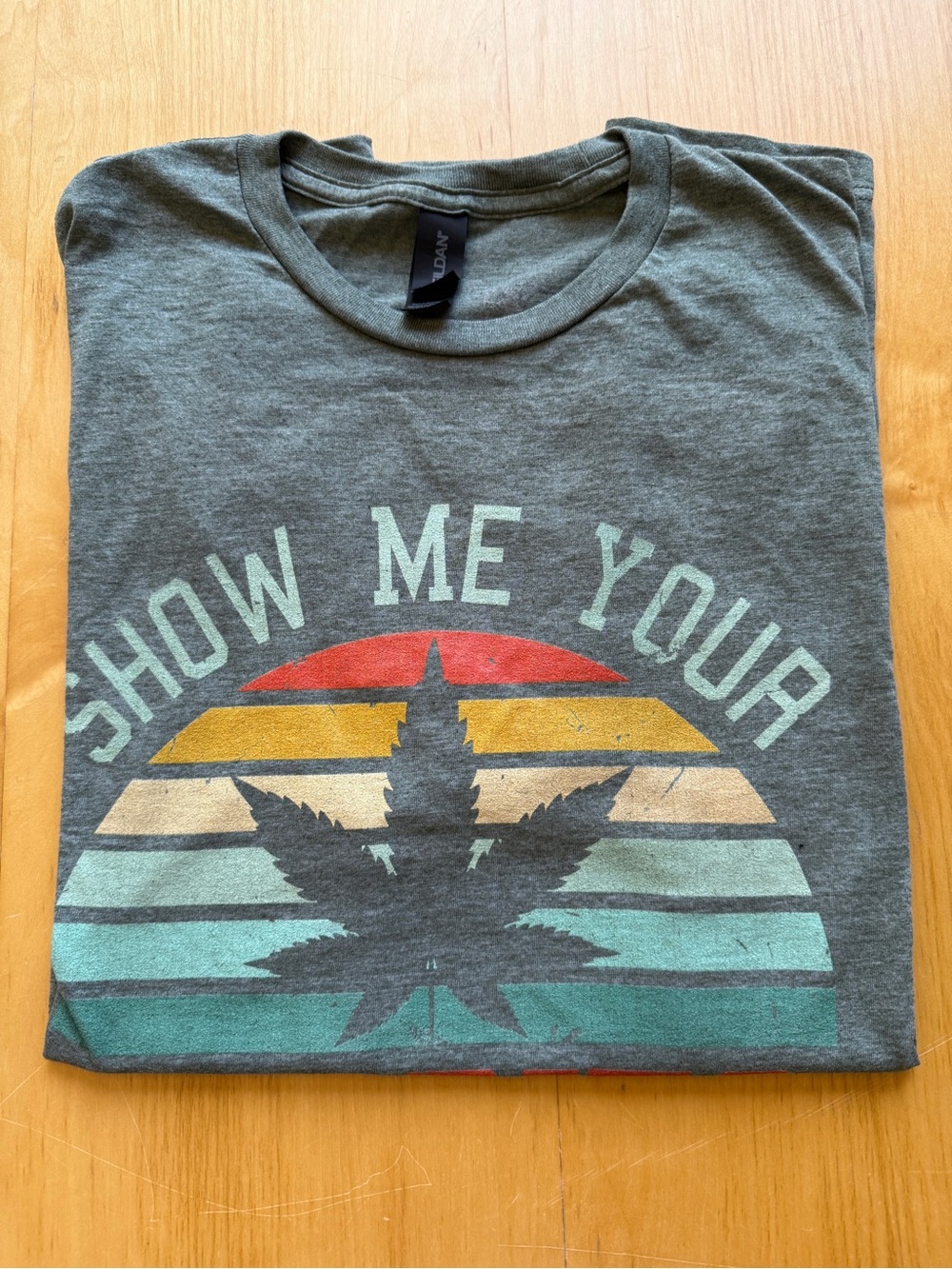Show Me Your Doobies T Shirt Large Green Cannabis Leaf Retro Graphic Tee